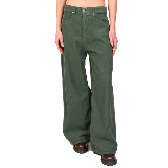 Tensione in-Pantalone GIUSI velluto superpocket - verde bosco