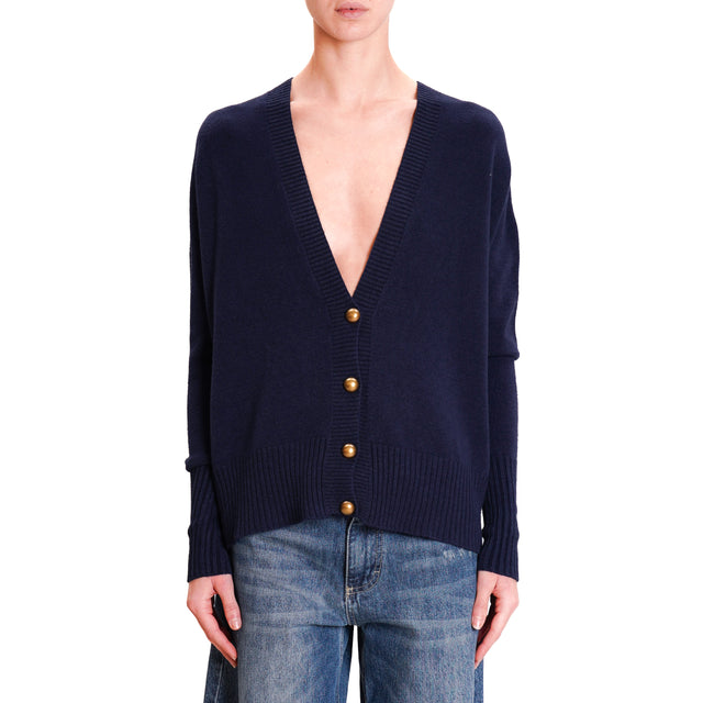 Tensione in-Cardigan bordi a coste - blu