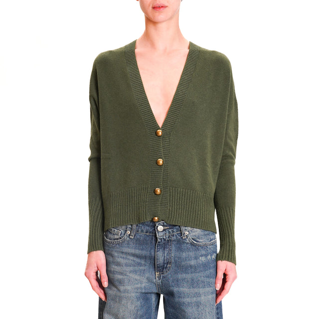 Tension in-Cardigan ribbed edges - military