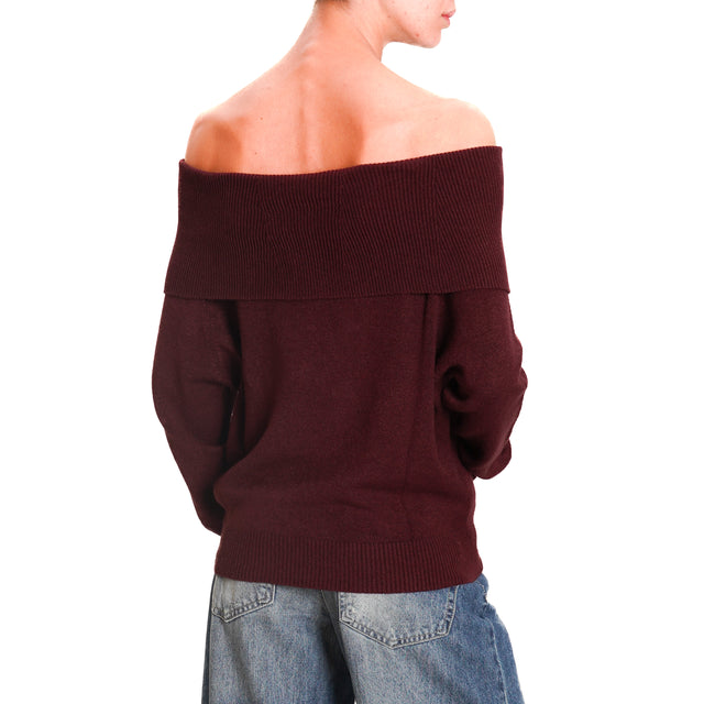 Tension in-Shiffer Neck Sweater - Wine