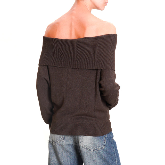 Tension in-Shiffer neck sweater - dark brown