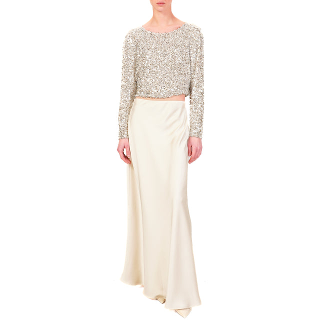 Tensione in-Blusa con paillettes - panna