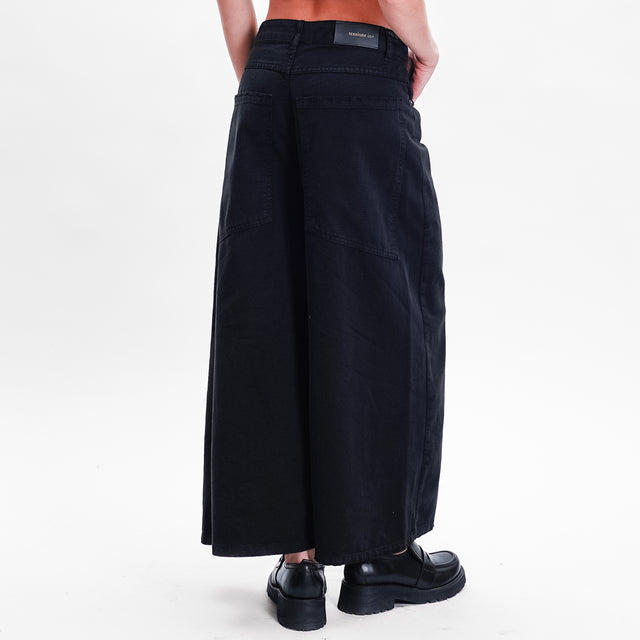 Tensione in- Pantalone wide leg in cotone drill - nero