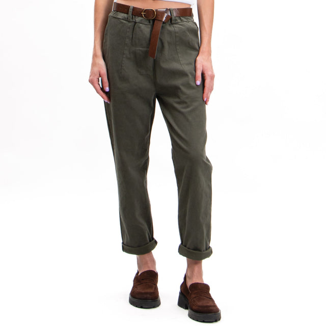 Tension in-Pant Elastic Waist with Belt - Military