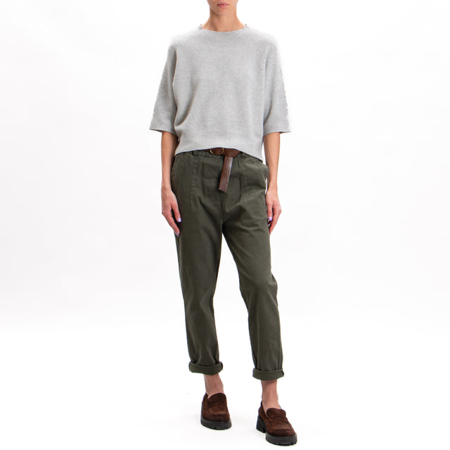 Tension in-Pant Elastic Waist with Belt - Military