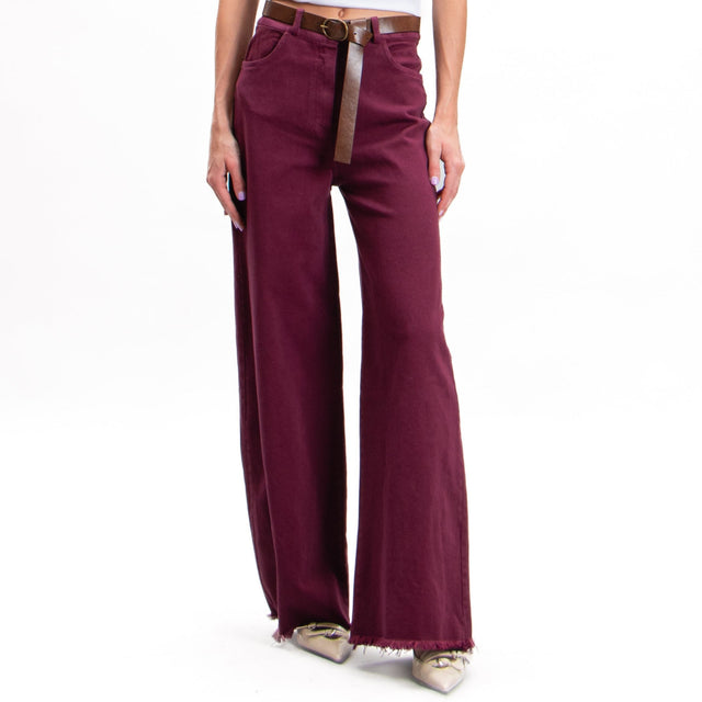 Tension in-Fringed Palazzo Pants - Bordeaux