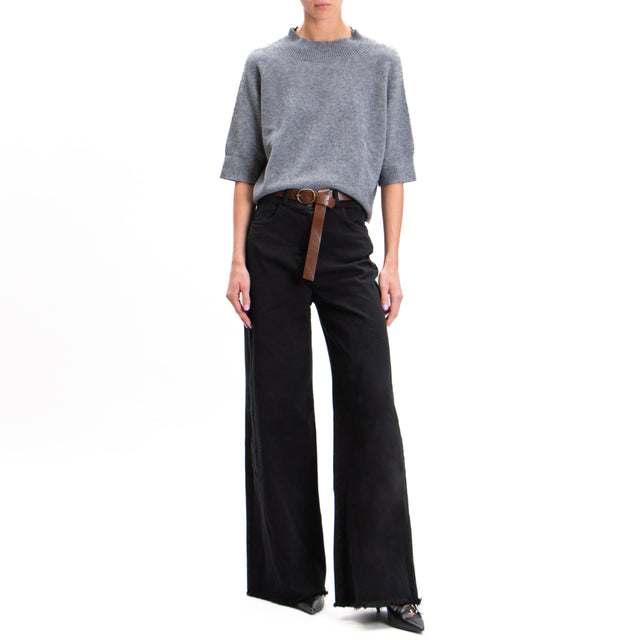 Tension in-Fringed Palazzo Pants - Black