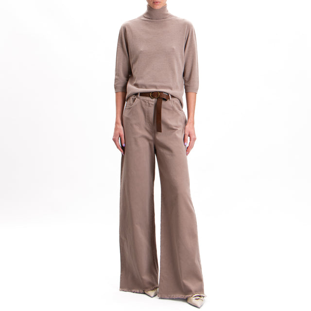 Tension in-Fringed Palazzo Pants - Dove Grey