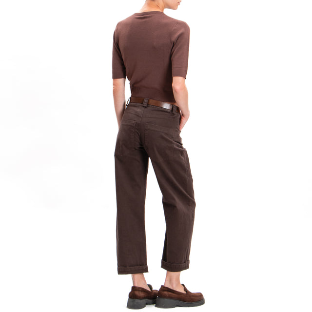 Tensione in-Pantalone carrot con cintura - moro