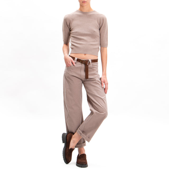 Tension in-Pantalone carrot with belt - dove gray