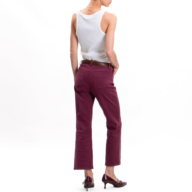 Tensione in-Pantalone trombetta con cintura - Bordeaux