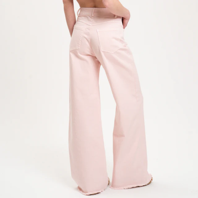 Tensione in-Pantalone palazzo sfrangiato - rosa