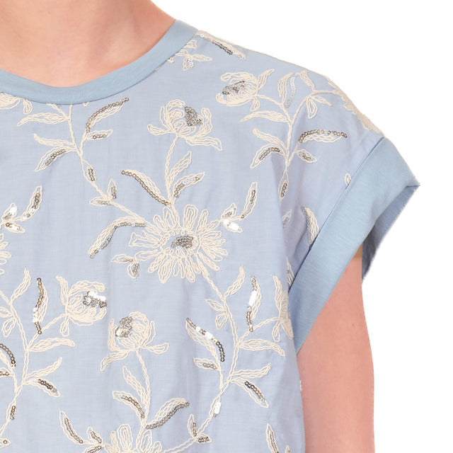 Tensione in-Blusa ricami con paillettes - cielo/burro