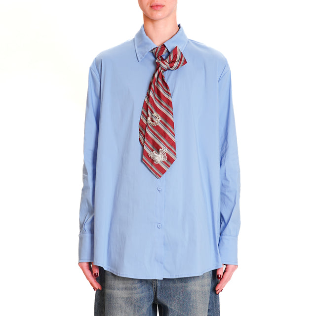 Tension in-Shirt with tie pin detail - light blue/burgundy/chalk