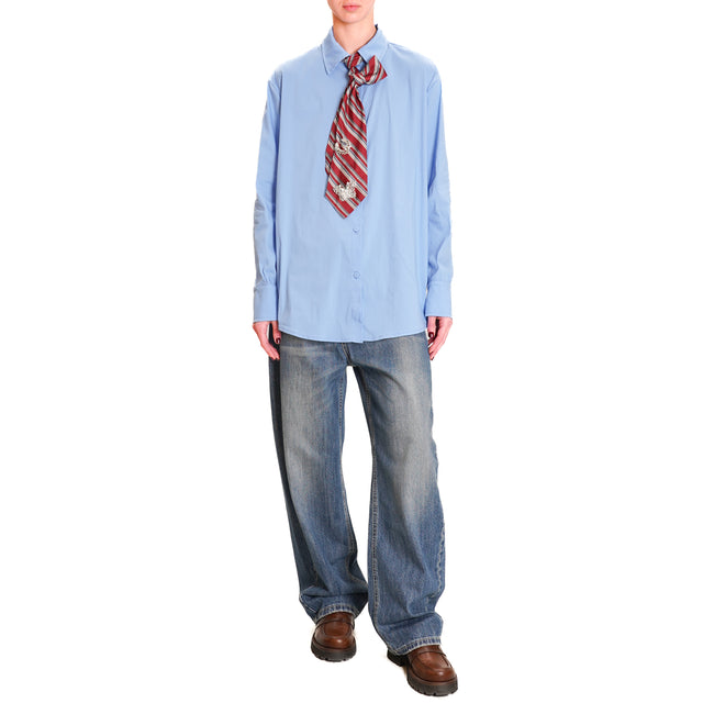 Tension in-Shirt with tie pin detail - light blue/burgundy/chalk