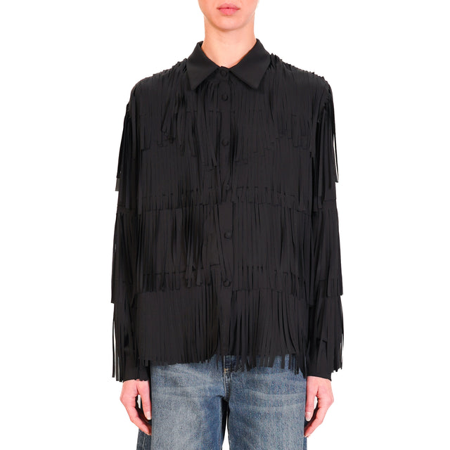 Tensione in-Camicia con frange - nero