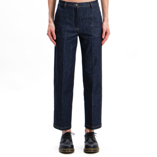 Tension in-Pantalone canvas stops French pockets - dark denim