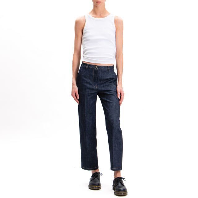 Tension in-Pantalone canvas stops French pockets - dark denim