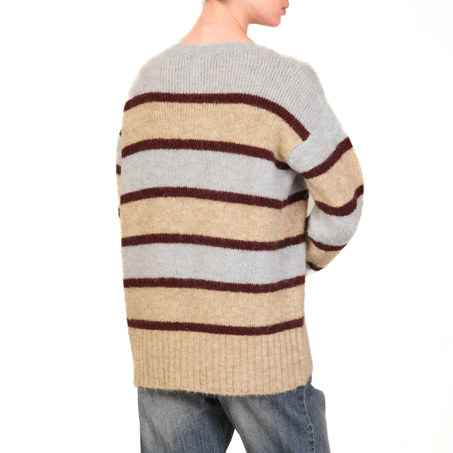 Tensione in-Maglia a righe mohair elasticizzato - beige/bordeaux/celeste