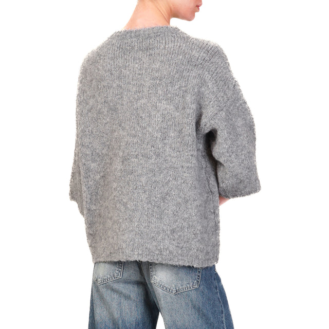 Tensione in-Maglia mohair dettaglio gioello - grigio