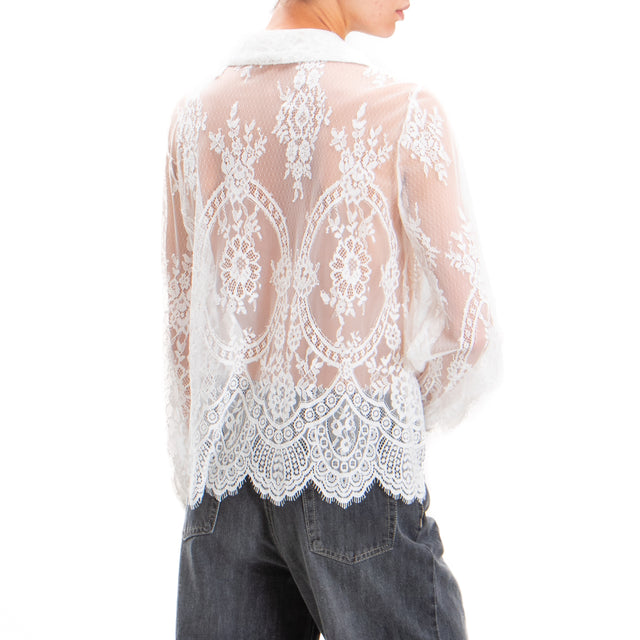 Tensione in-Blusa in pizzo con rouches - bianco