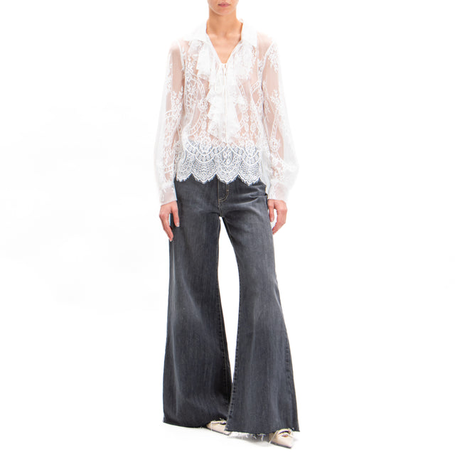 Tensione in-Blusa in pizzo con rouches - bianco