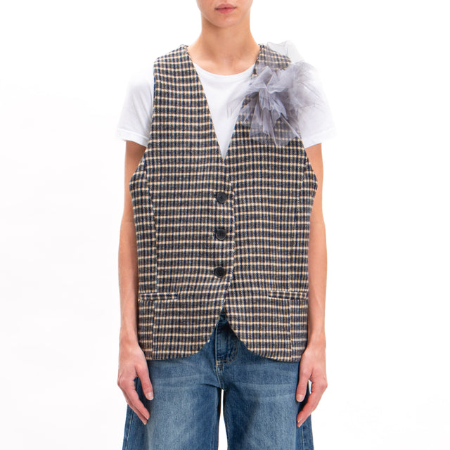 Tension in-Gilet fantasy check with pin - blue/green/sand