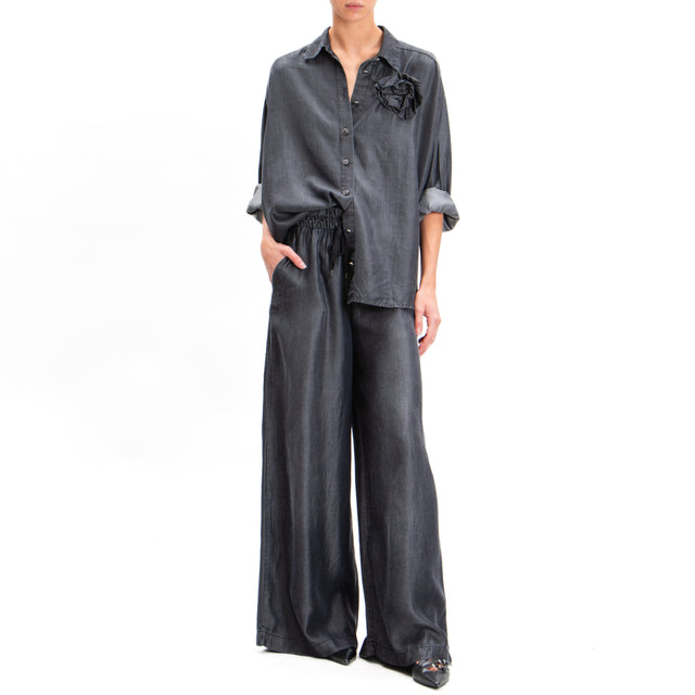 Tensione in-Pantalone wide leg con coulisse - nero