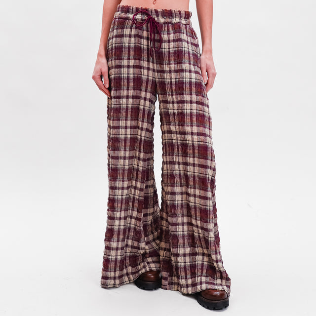 Tensione in-Pantalone check con coulisse - sand/bordeaux