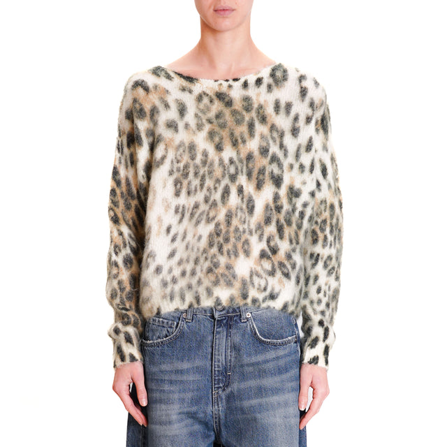 Tension in-Maglia mohair animalier fantasy - butter