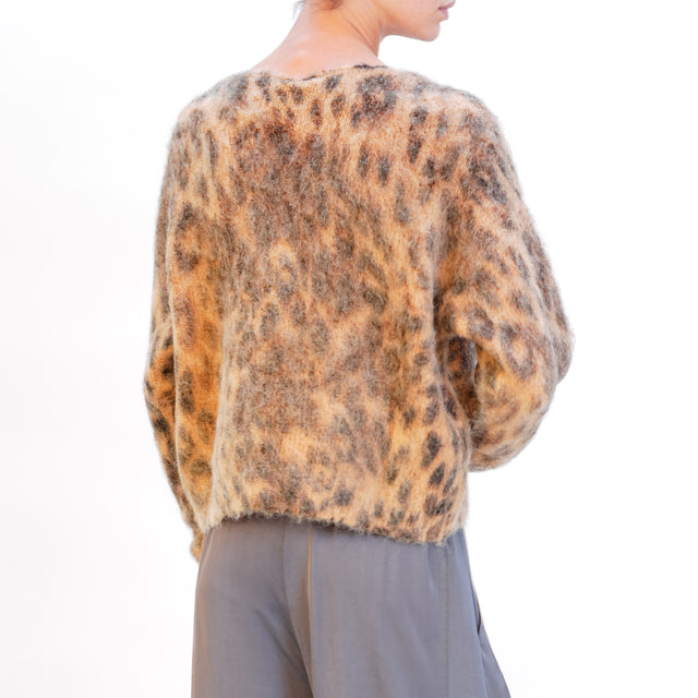 Tensione in-Cardigan mohair fantasia animalier - sughero