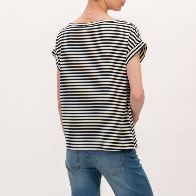 Vicolo- T-shirt scatola a righe - bianco/nero