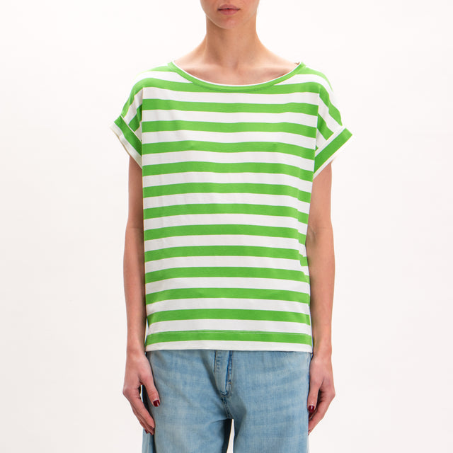 Vicolo-T-shirt jersey a righe - latte/verde
