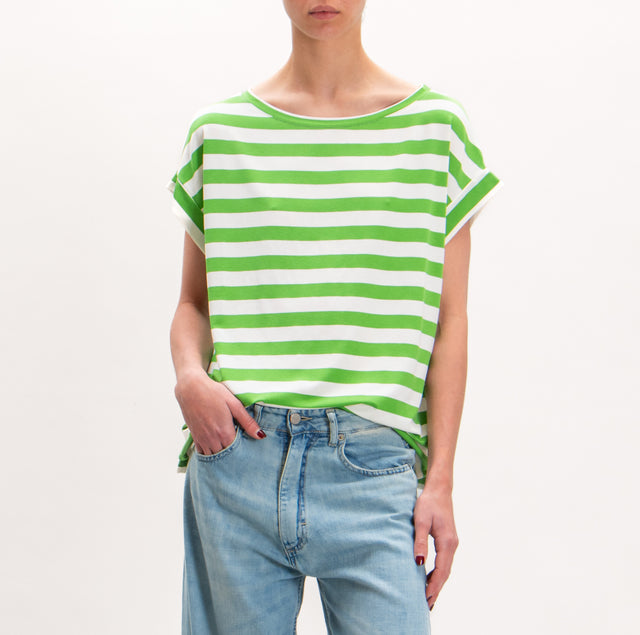 Vicolo-T-shirt jersey a righe - latte/verde
