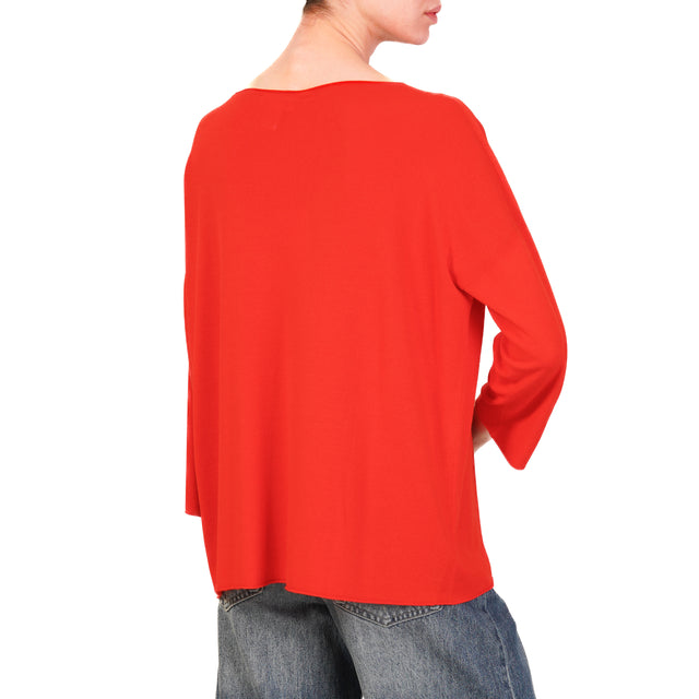 Kontatto-Maglia scatola oversize - campari