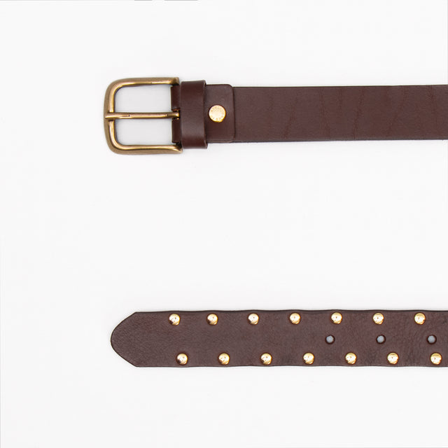 Vicolo-Leather belt with studs - dark brown