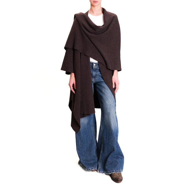 Alley-Knitted Cape - dark brown