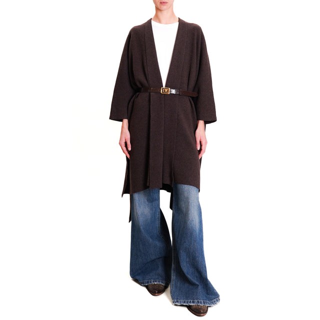 Alley-Knitted Cape - dark brown