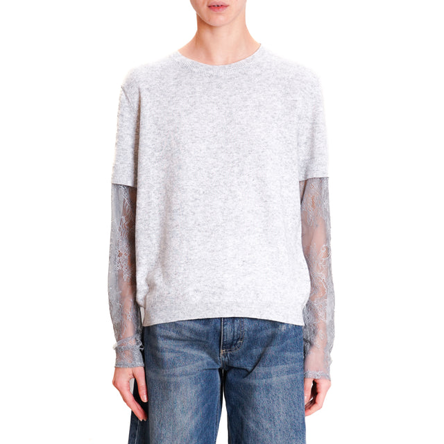 Vicolo-Maglia double fabric cashmere blend - pearl/grey