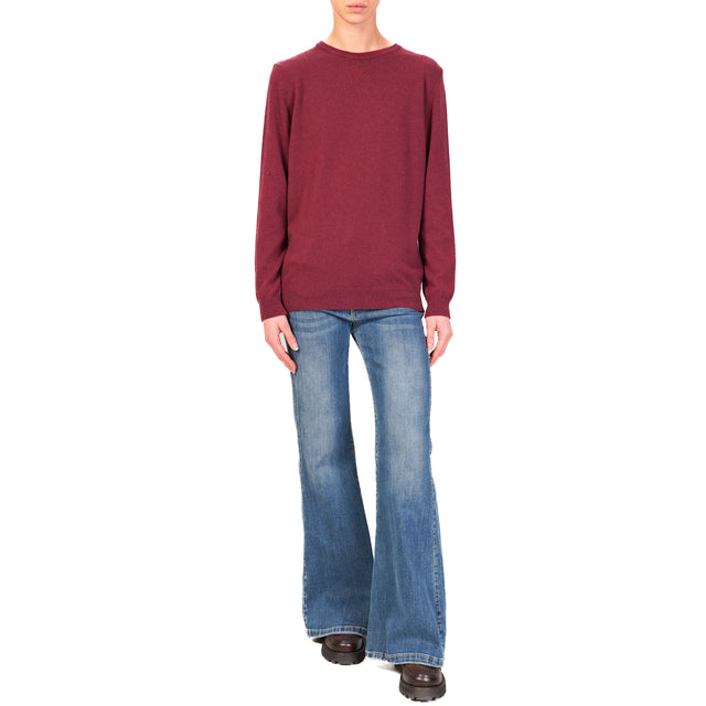 Vicolo-Maglia girocollo misto cashmere - Bordeaux