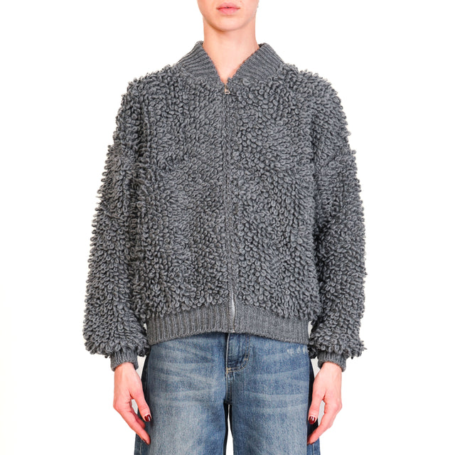 Vicolo-Bomber bouclé misto alpaca - grigio