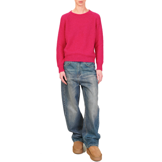 Vicolo-Maglia mohair a coste - fucsia