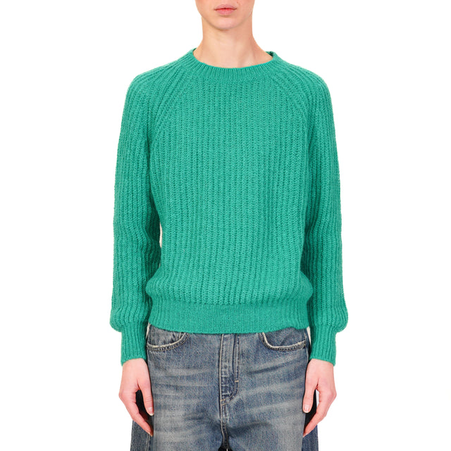 Vicolo-Maglia mohair a coste - smeraldo