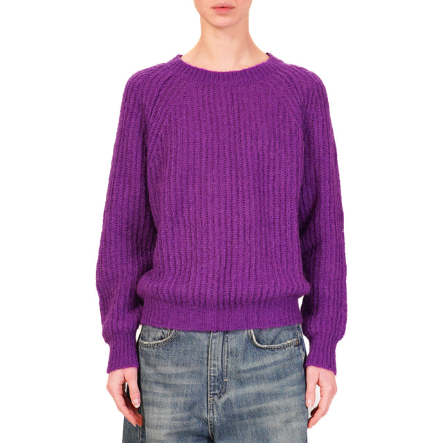 Vicolo-Maglia mohair a coste - viola