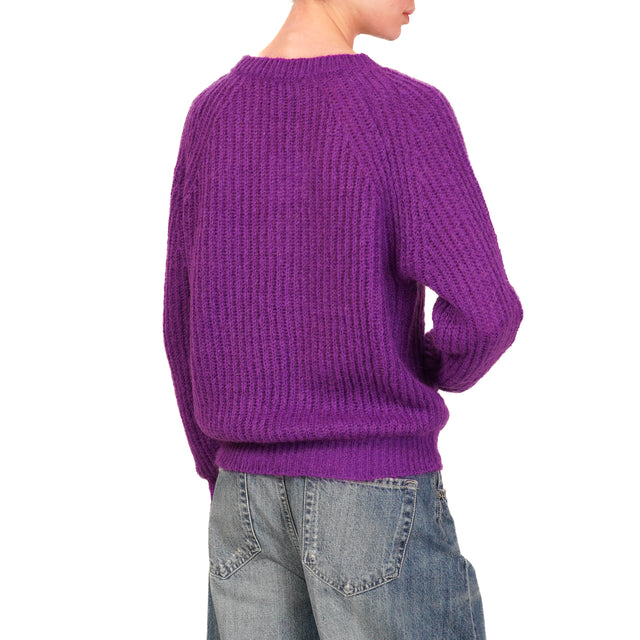 Vicolo-Maglia mohair a coste - viola