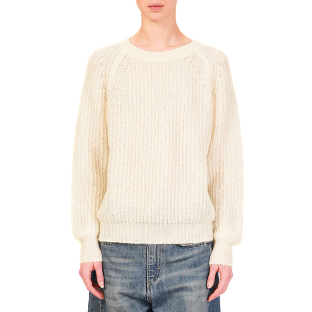 Vicolo-Maglia mohair a coste - latte