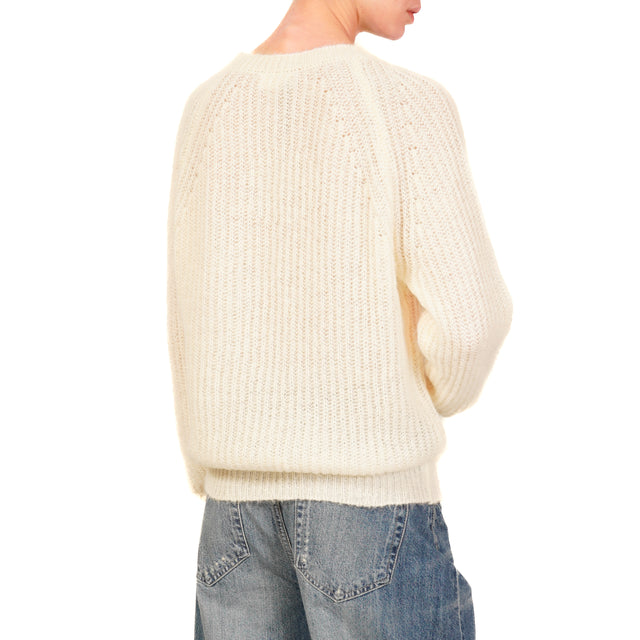 Vicolo-Maglia mohair a coste - latte