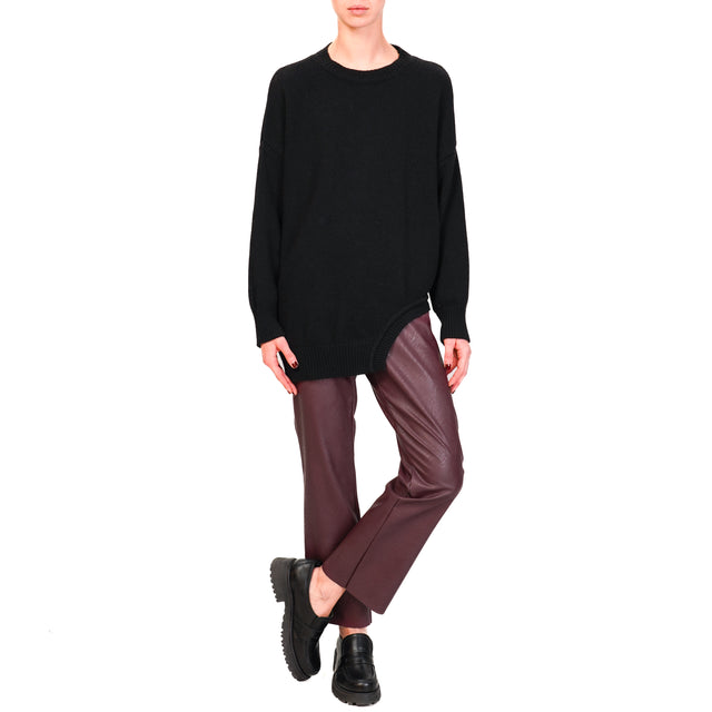 Vicolo-Maglia misto cashmere bordo asimmetrico - nero