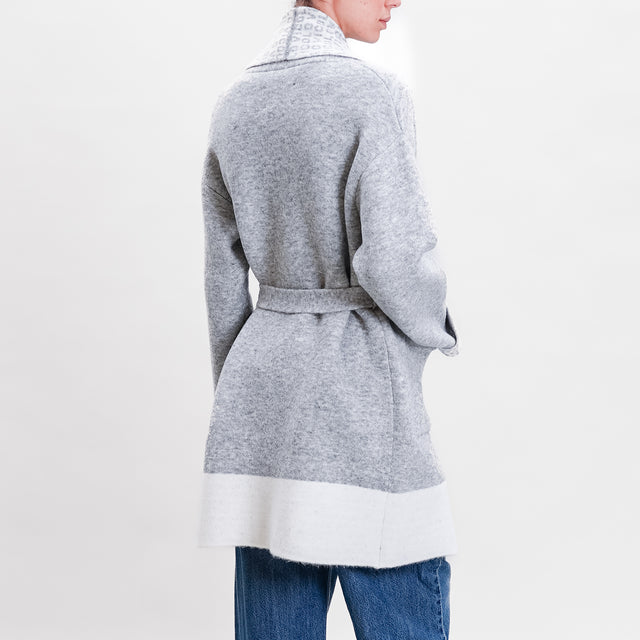 Vicolo-Cappotto in maglia misto lana - grigio melange/latte