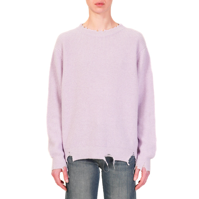 Vicolo-Maglia misto cashmere con rotture - lilla